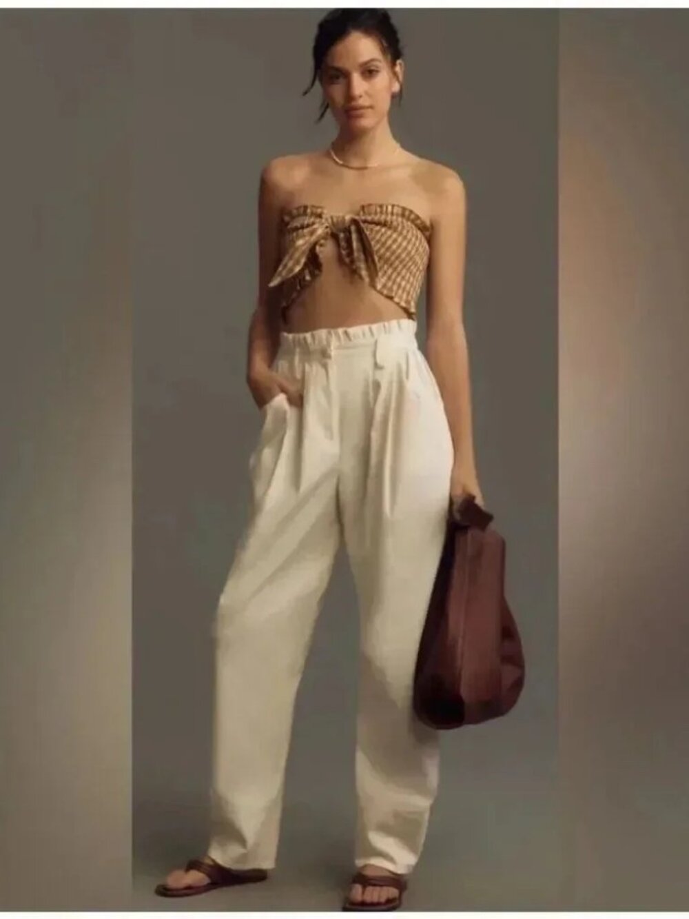 ANTHROPOLOGIE | NWT Corey Lynn Calter Tapered Trousers White Cream | Size Large